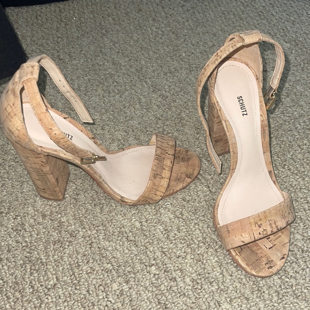 Revolve Schulz heels cork
